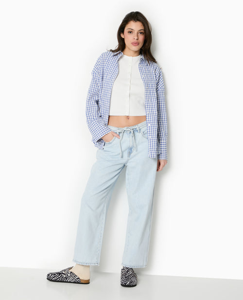 Jean baggy taille basse avec ceinture à nouer - PIMKIE - 1
