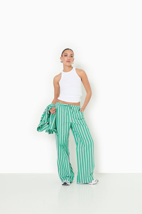 Pantalon rayé esprit pyjama d
