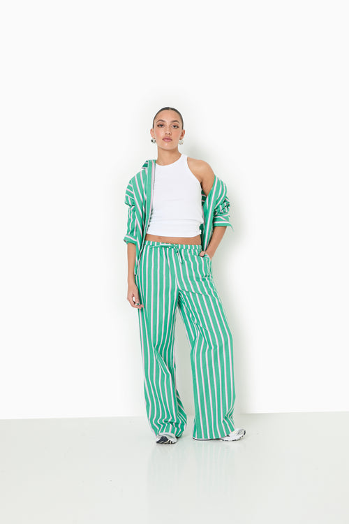 Pantalon rayé esprit pyjama d