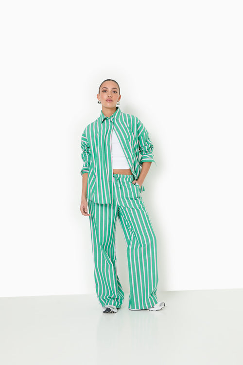 Pantalon rayé esprit pyjama d