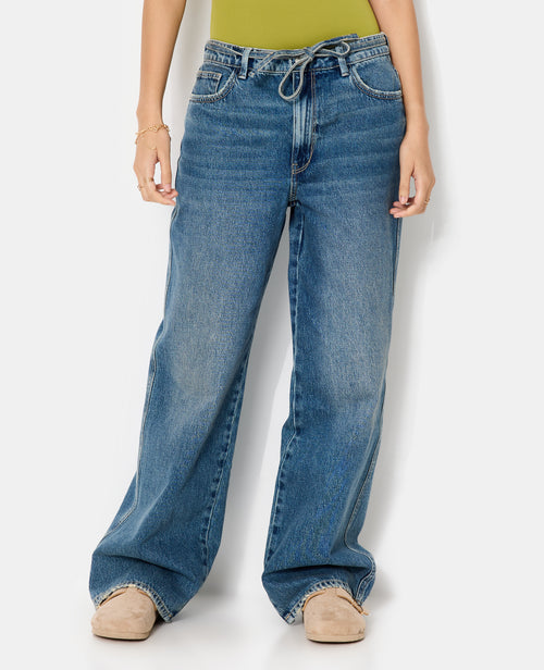 Jean baggy taille basse avec ceinture à nouer - PIMKIE - 5