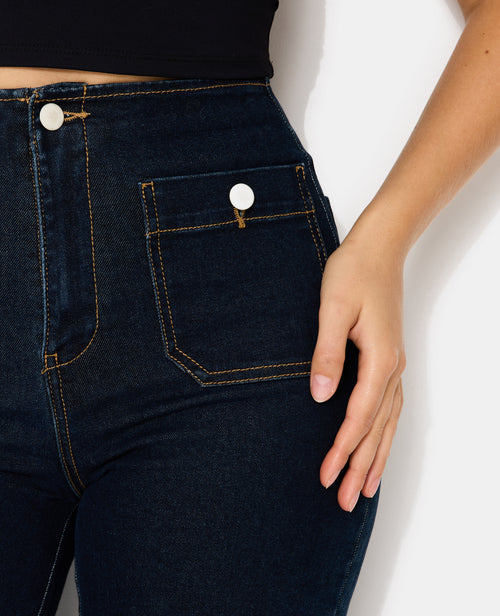 Jean wide taille haute avec poches devant - PIMKIE - 3