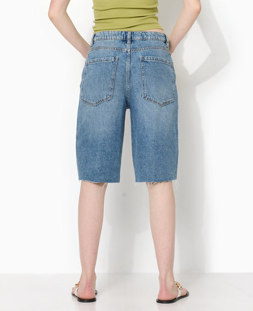 Bermuda large en jean taille basse bas coupés - PIMKIE - 6