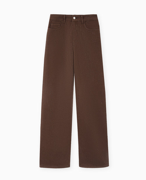 Jean droit taille haute avec strass devant - PIMKIE - 4