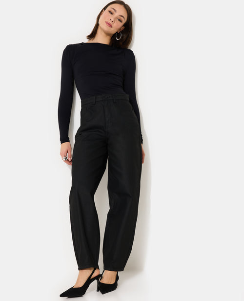 Jean barrel enduit taille haute - PIMKIE - 1