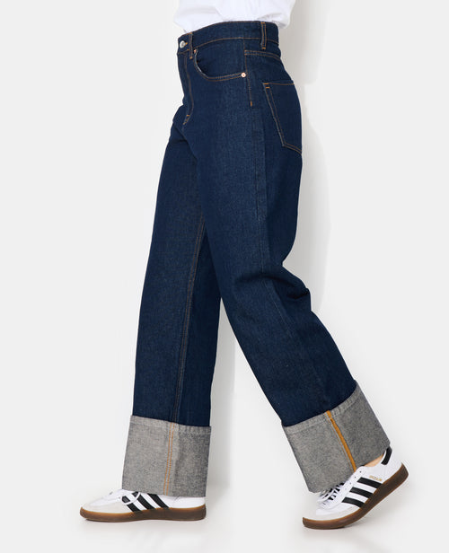 Jean straight taille haute avec grands revers - PIMKIE - 2