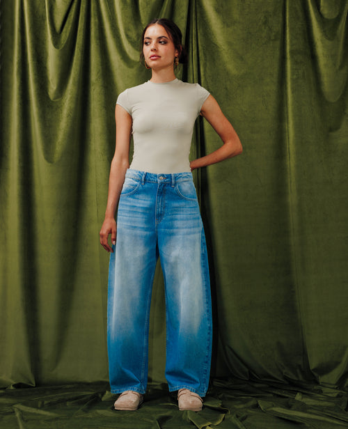 Jean barrel taille haute - PIMKIE - 1