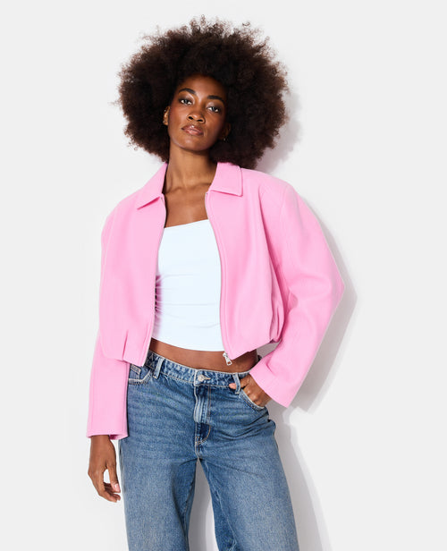 Manteau court drap de laine forme boule - PIMKIE - 1