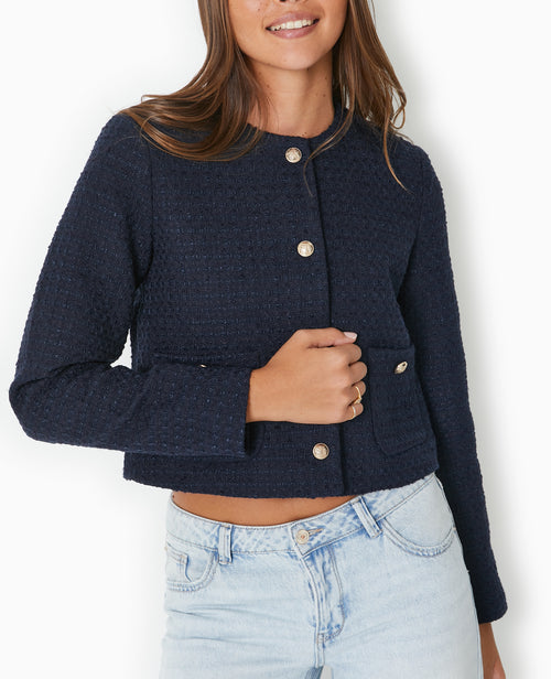 Veste droite en tweed avec boutons dorés - PIMKIE - 7
