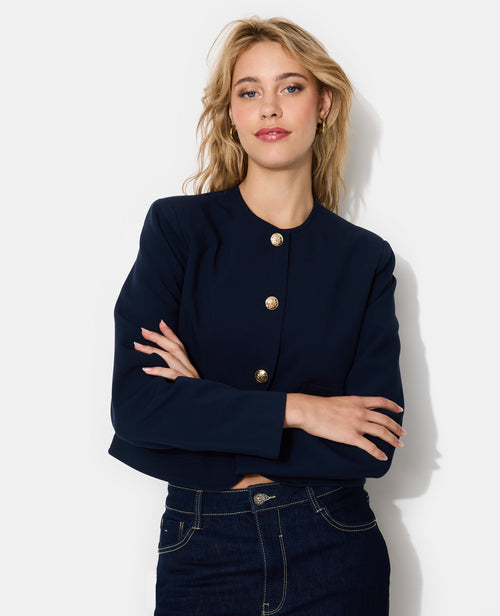 Veste droite et courte avec boutons écussons - PIMKIE - 1