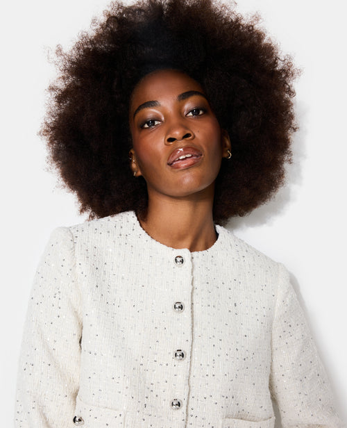 Veste en tweed col rond avec sequins - PIMKIE - 2