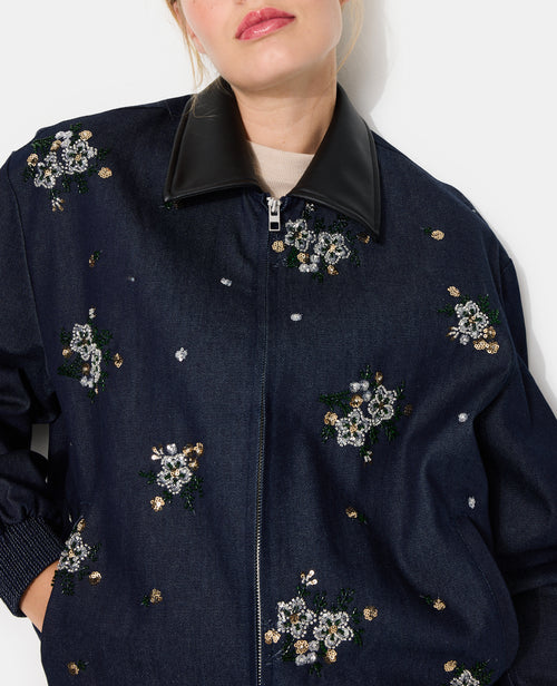 Veste oversize en jean avec fleurs en sequins - PIMKIE - 7