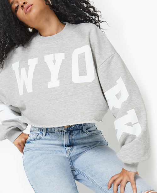 Sweat cropped base coupée avec NEW YORK - PIMKIE - 3