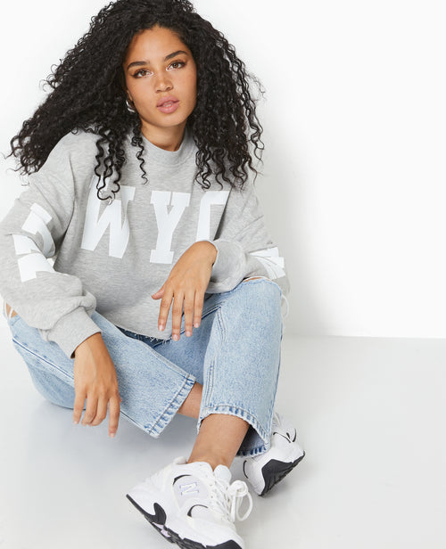Sweat cropped base coupée avec NEW YORK - PIMKIE - 8