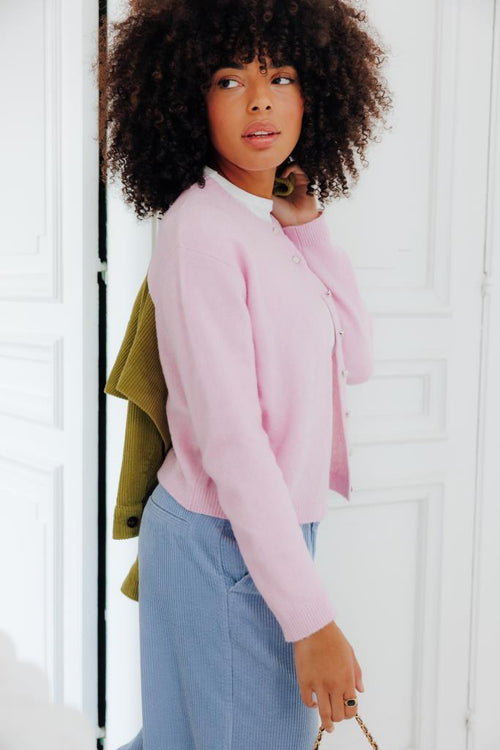 Gilet col rond avec bouton effet nacre - PIMKIE - 2