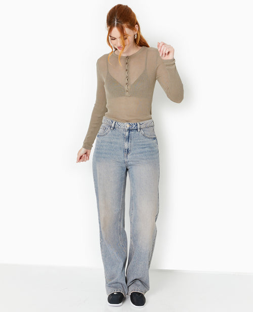 Pull maille transparente avec patte boutonnée - PIMKIE - 2