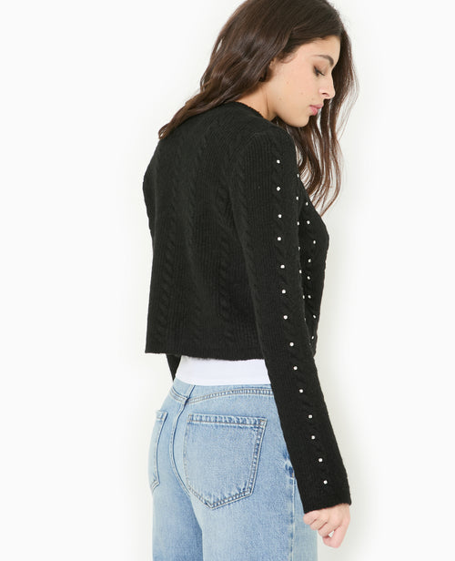 Gilet col rond avec torsades et strass - PIMKIE - 6