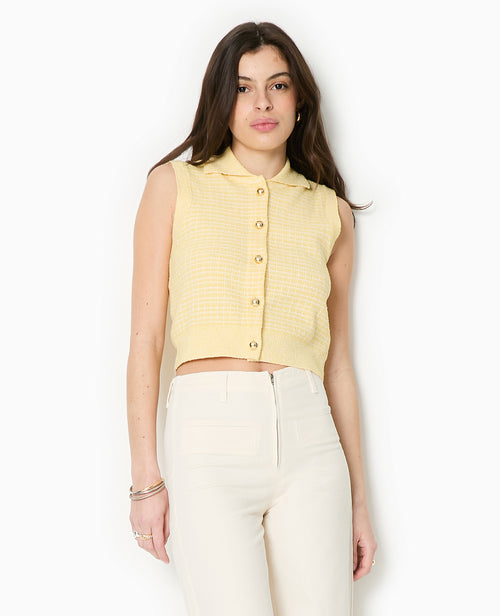 Gilet sans manches en maille à carreaux - PIMKIE - 5