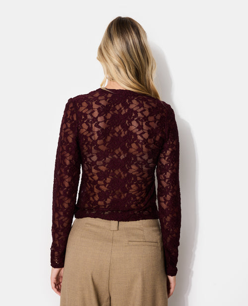 Top boutonné manches longues en dentelle - PIMKIE - 6