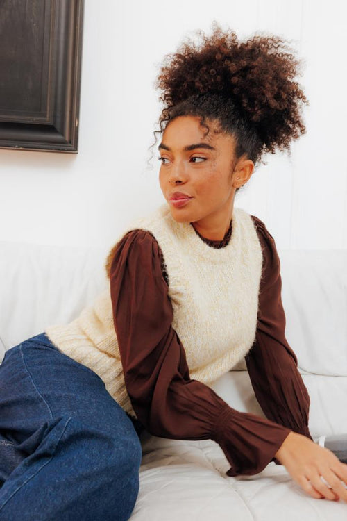 Pull sans manches en maille moulinée - PIMKIE - 1