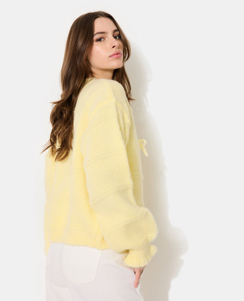 Gilet en maille fantaisie avec nouettes et volants - PIMKIE - 6