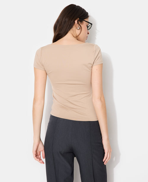 T-shirt en maille stretch avec col bénitier - PIMKIE - 6