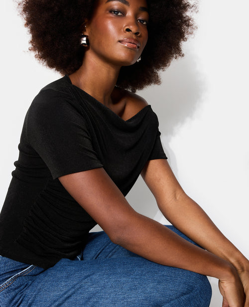 T-shirt asymétrique en maille fluide avec fronces - PIMKIE - 5