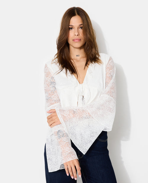 Blouse en dentelle avec volants et manches flare - PIMKIE - 1