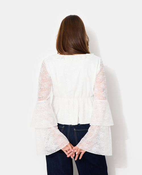 Blouse en dentelle avec volants et manches flare - PIMKIE - 7