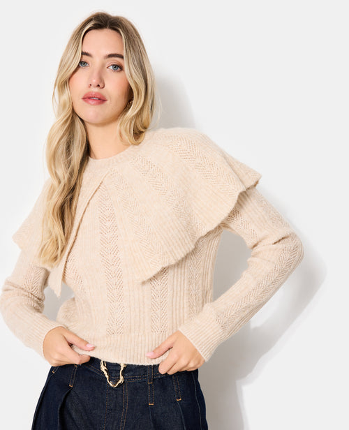 Pull avec cape en maille fantaisie ajourée - PIMKIE - 5