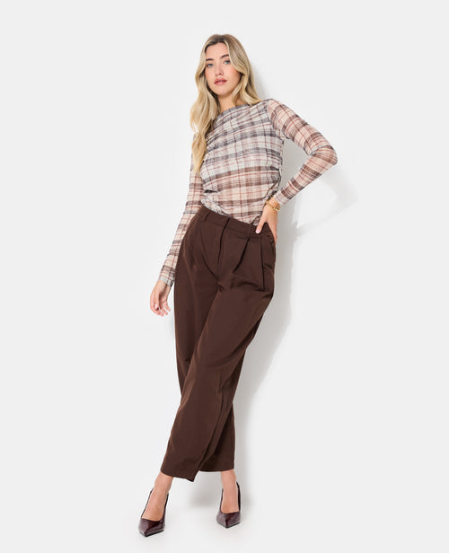 T-shirt manches longues en résille à carreaux - PIMKIE - 3