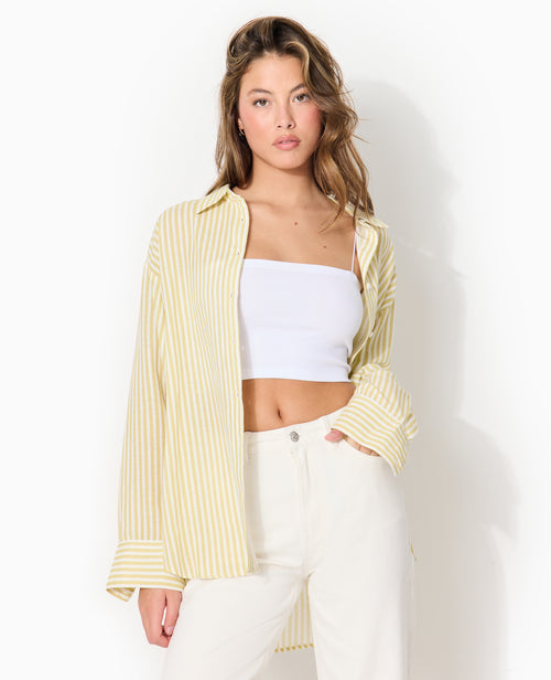 Chemise oversize avec lin motif rayures - PIMKIE - 5