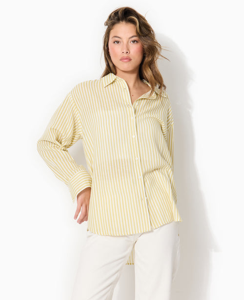 Chemise oversize avec lin motif rayures - PIMKIE - 7