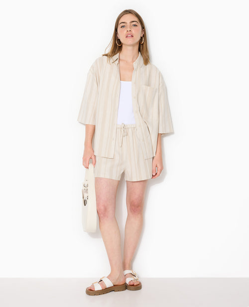 Chemise manches courtes oversize avec lin - PIMKIE - 5