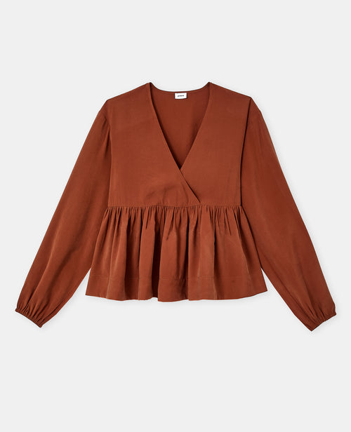 Blouse cache-coeur en tissu effet peau de pêche - PIMKIE - 4