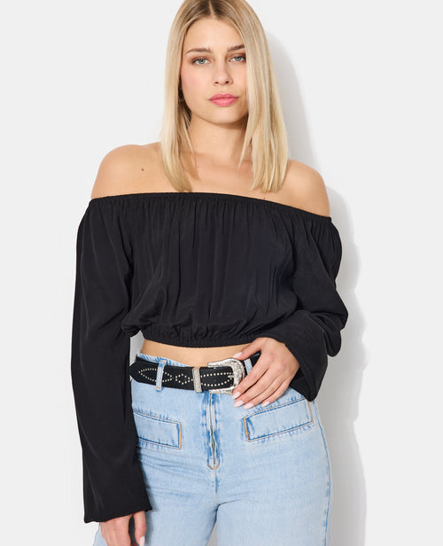 Blouse courte encolure Bardot - PIMKIE - 1