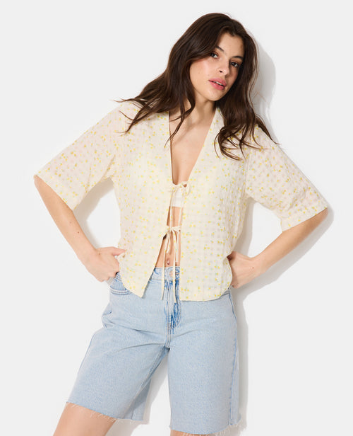 Chemise avec nouettes motif fleurs - PIMKIE - 5