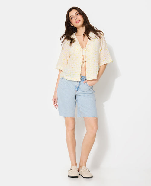 Chemise avec nouettes motif fleurs - PIMKIE - 7