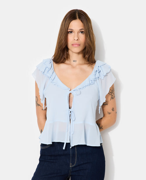 Blouse en voile avec volants et nouettes - PIMKIE - 5