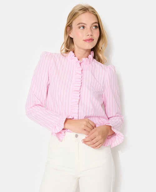 Chemise popeline rayée avec volants - PIMKIE - 5