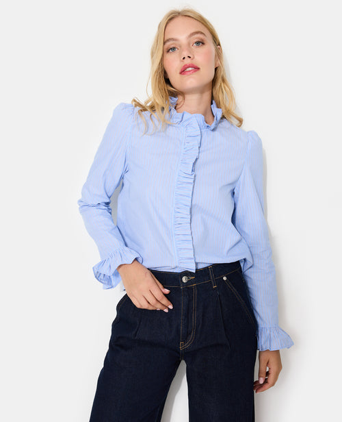 Chemise popeline rayée avec volants - PIMKIE - 7