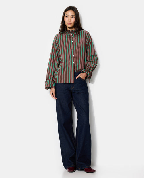 Chemise rayée avec col et manches volantés - PIMKIE - 3