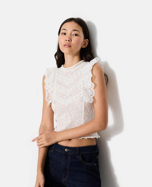 Top en maille ajourée avec dentelle - PIMKIE - 7