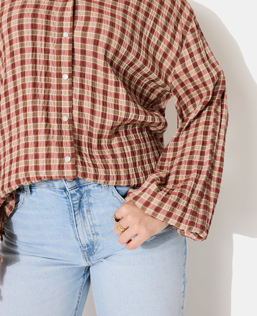 Chemise oversize en tissu gaufré motif carreaux - PIMKIE - 7