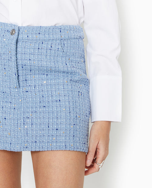 Jupe courte en tweed avec sequins - PIMKIE - 3