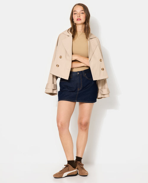 Mini jupe-short taille basse en jean - PIMKIE - 1