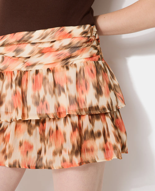 Jupe-short en voile avec motifs fleurs floues - PIMKIE - 3