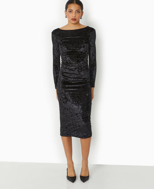 Robe longue en velours avec encolure carrée dos - PIMKIE - 5