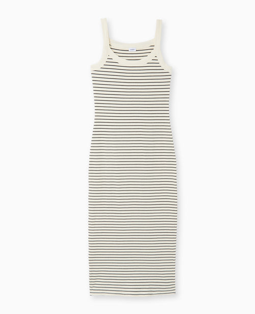 Robe longue et moulante en maille côtelée rayée - PIMKIE - 4