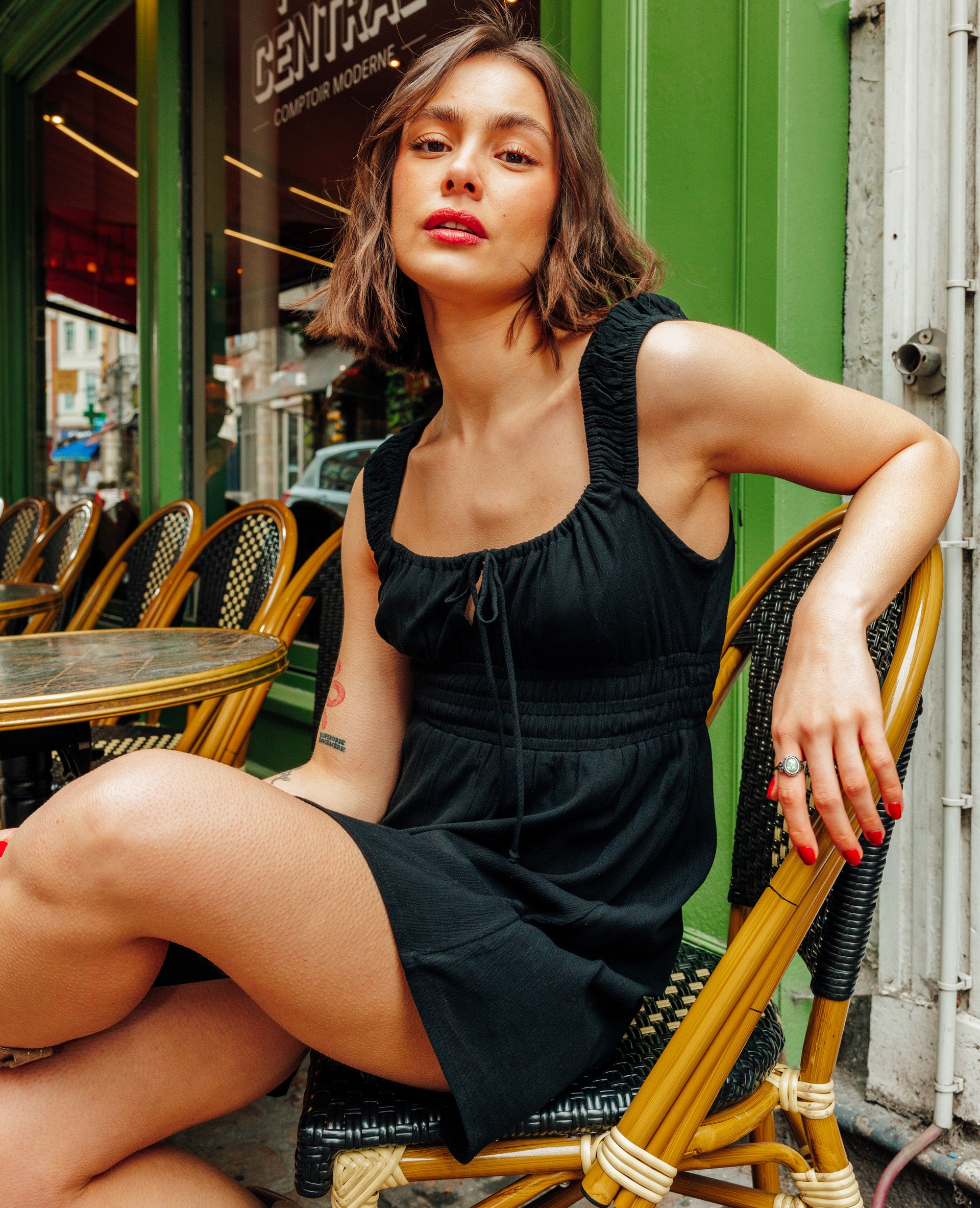 Robe bretelles encolure empire